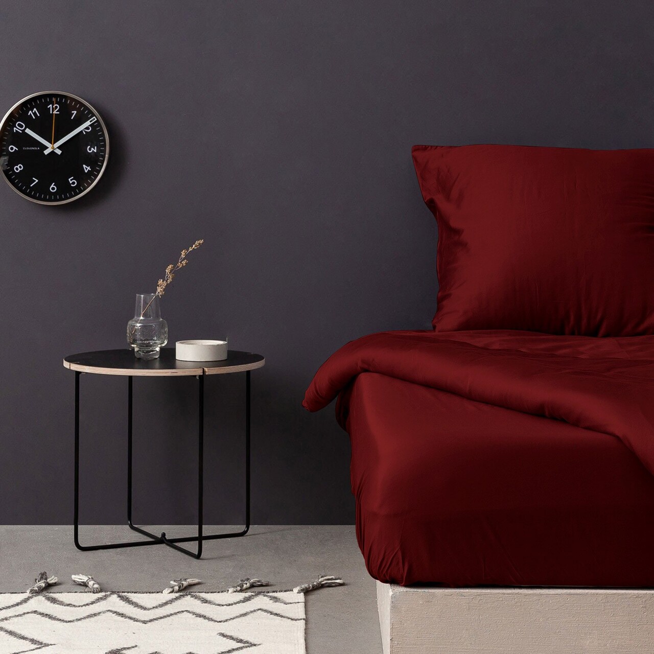 Cearceaf de pat cu elastic Satin Double XL (FR) (IT) (ES) DE), L'essentiel Maison, De Maroon, Maro - imagine 4